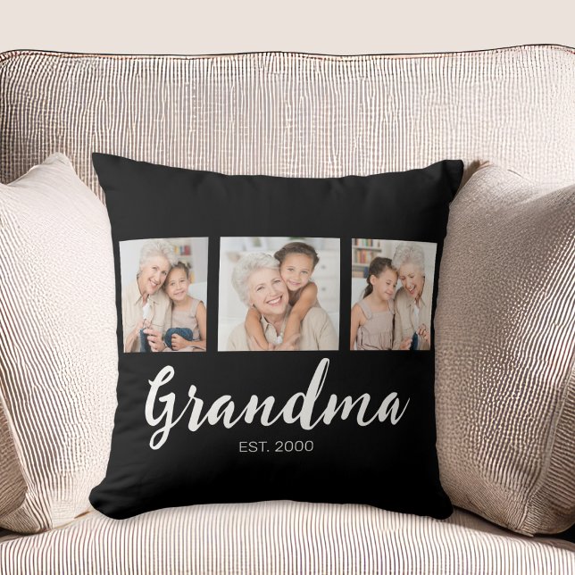 Oma heeft modern schrift zwart 3 foto kussen (Creator heeft geüpload)