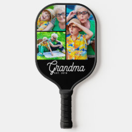 Oma heeft modern schrift zwart 3 foto pickleball paddle