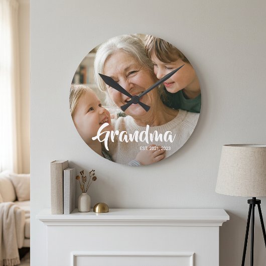 Oma Heeft Moderne Witte Script Foto Opgericht Ronde Klok