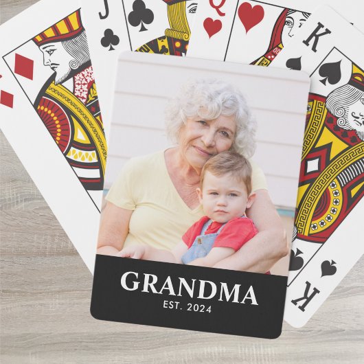 Oma heeft moedige zwarte foto ingesteld pokerkaarten