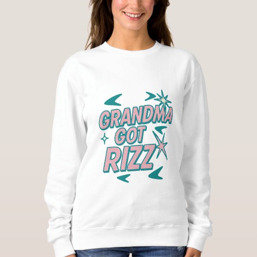 Oma heeft swag — Atomair Turquoise-Roze Pop Trui (Voorkant)