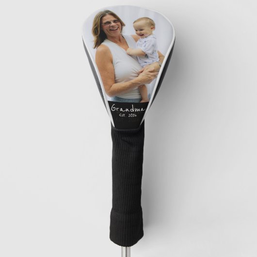 Oma heeft wit schrift foto ingesteld golfheadcover (Voorkant)