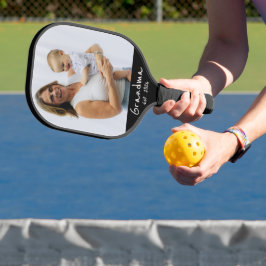 Oma heeft wit script foto ingesteld pickleball paddle