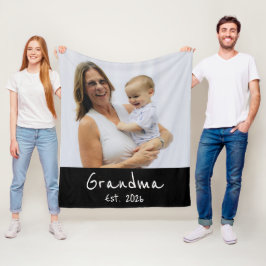 Oma heeft wit script foto opgericht fleece deken