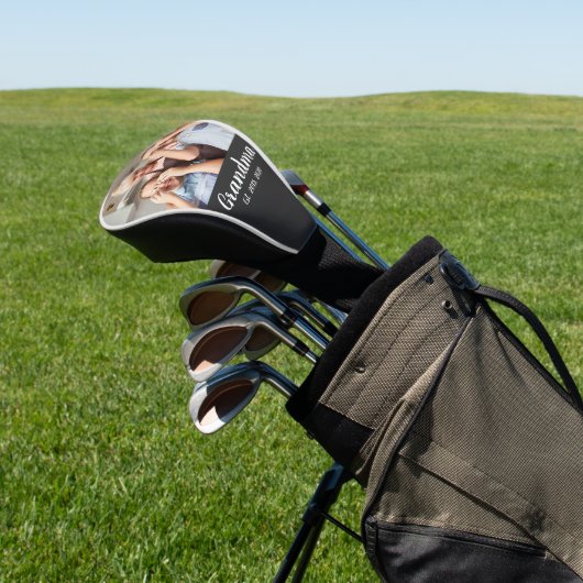 Oma heeft wit script foto opgericht golfheadcover (Insitu)