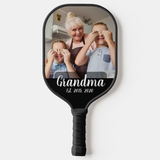 Oma heeft witte script foto ingesteld pickleball paddle (Achterkant)