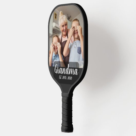 Oma heeft witte script foto ingesteld pickleball paddle (Links)
