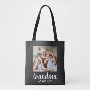 Oma heeft witte script foto ingesteld tote bag