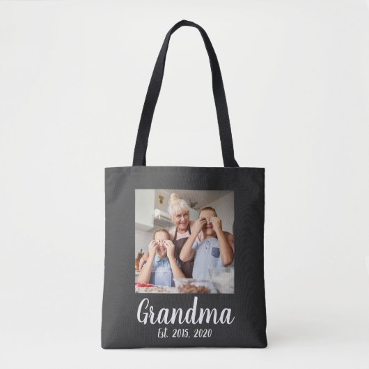 Oma heeft witte script foto ingesteld tote bag (Voorkant)