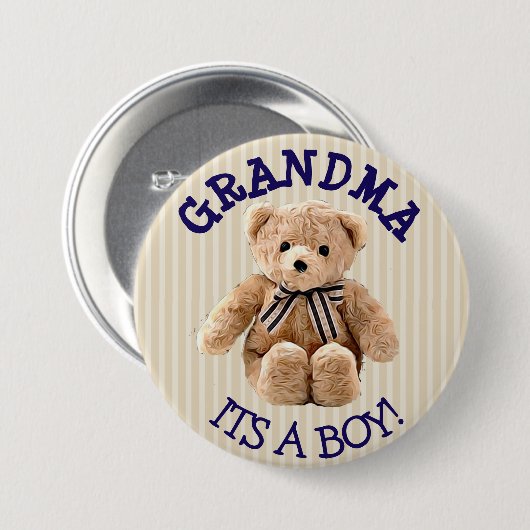 Oma, het is een Boy Teddy Bear Baby shower Button (Voorkant /achterkant)