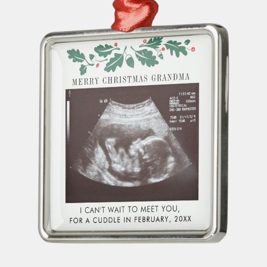 Oma Holiday Zwangerschap Zwangerschap Aankondiging Metalen Ornament (Links)
