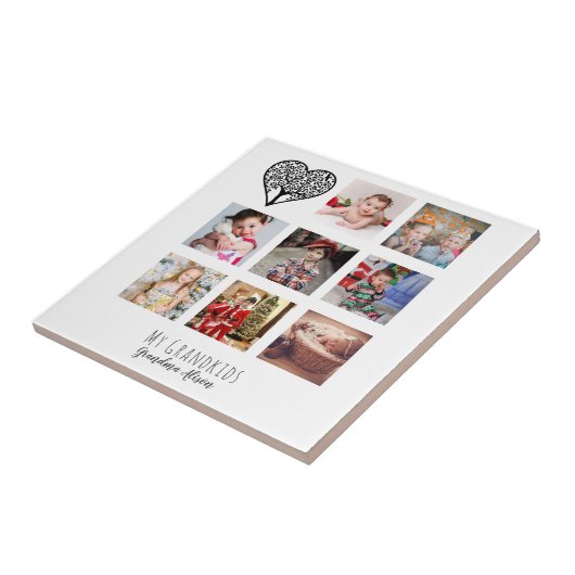 Oma houdt van haar familieboom Foto Collage Gift Tegeltje (Zijkant)