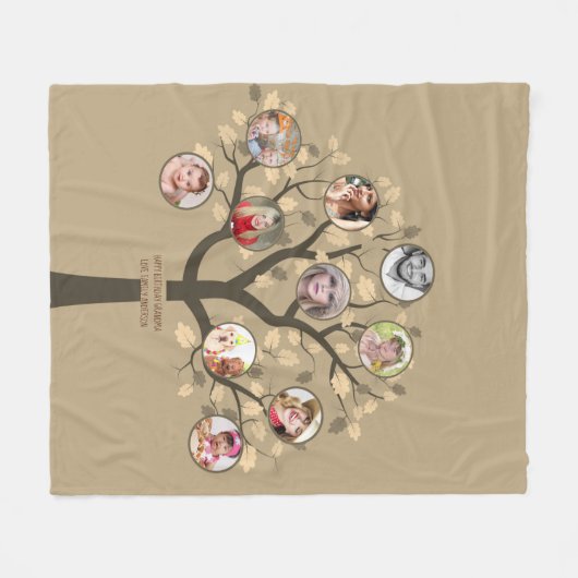 Oma houdt van haar familieboom Foto Collage Soft Fleece Deken (Voorkant (Horizontaal))