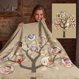 Oma houdt van haar familieboom Foto Collage Soft Fleece Deken