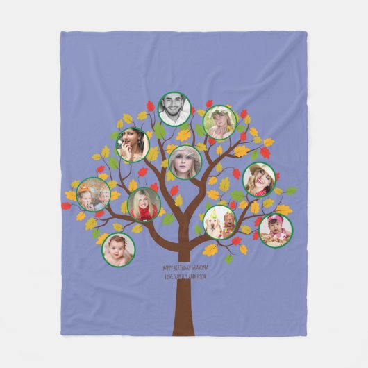 Oma houdt van haar familieboom Foto Collage Soft Fleece Deken (Voorkant)