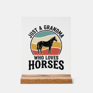 Oma houdt van paarden vintage gravure shirt ontwer acryl bord