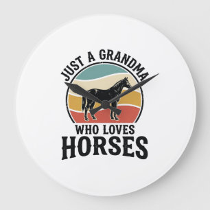 Oma houdt van paarden vintage gravure shirt ontwer grote klok