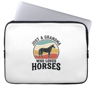 Oma houdt van paarden vintage gravure shirt ontwer laptop sleeve