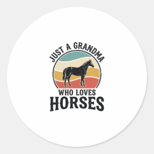 Oma houdt van paarden vintage gravure shirt ontwer ronde sticker