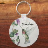 Oma Hummingbird Elegant Waterverf Painting Sleutelhanger (Voorkant)