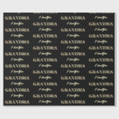 Oma I hou van Black Gold Sparkles Typography Cadeaupapier (Vlak)