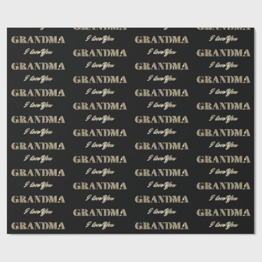 Oma I hou van Black Gold Sparkles Typography Cadeaupapier (Vlak)