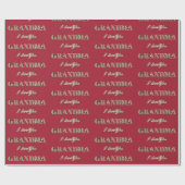 Oma I hou van Red Gold Sparkles Typografie Cadeaupapier (Vlak)