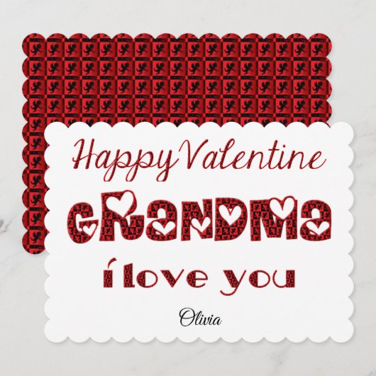 Oma I Love You Cute Cupid Typography Valentijn Feestdagenkaart (Voorkant / Achterkant)