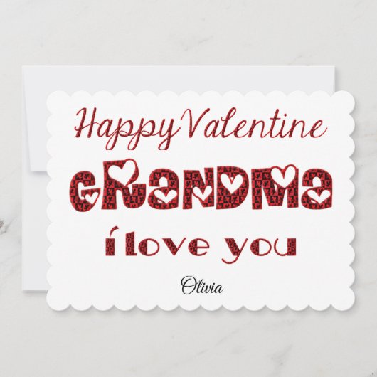 Oma I Love You Cute Cupid Typography Valentijn Feestdagenkaart (Voorkant)