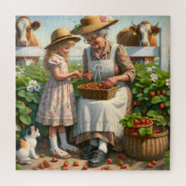 Oma & Ik Aardbeien Plukken Zomer Oogst Vreugde Legpuzzel