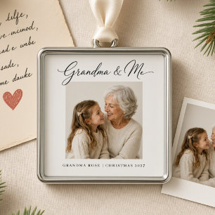 Oma & Ik Gepersonaliseerde Foto Kerstmis Metalen Ornament