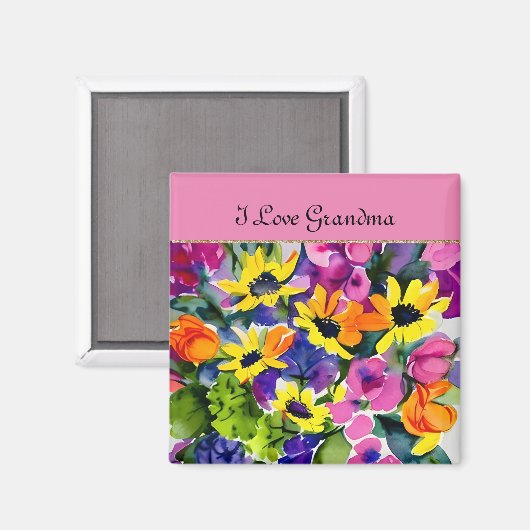 OMA - Ik hou van oma, waterverf, Magneet (Voorkant / Achterkant)