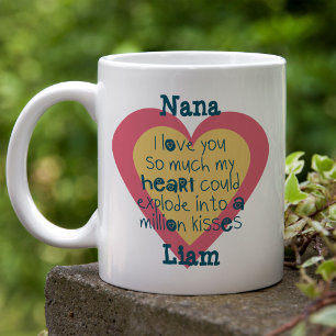 Oma ik hou zoveel van je Blauwe en Roze Liefdeshar Koffiemok