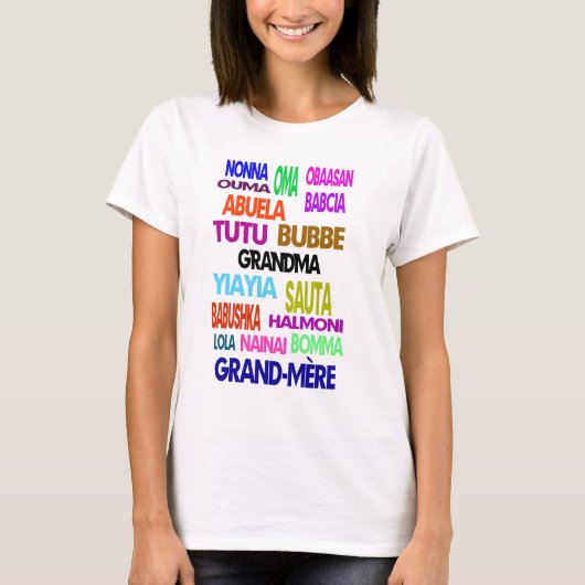 Oma in verschillende talen T-Shirt (Voorkant)