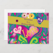 Oma is een Ge Hippie, schattig en kleurrijk Briefkaart (Voorkant / Achterkant)