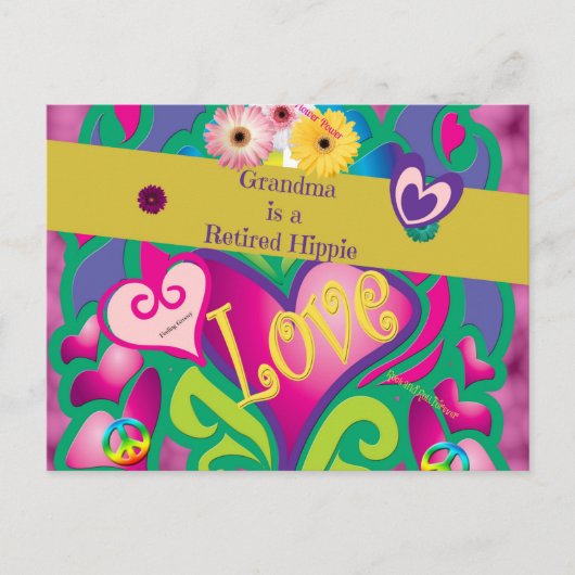 Oma is een Ge Hippie, schattig en kleurrijk Briefkaart (Voorkant)