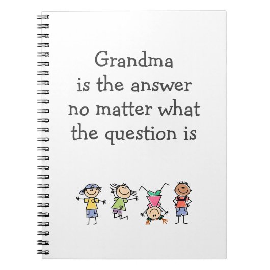 Oma is het Kinder Citaat van het Antwoordenvaar Notitieboek (Voorkant)