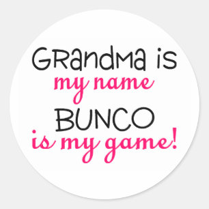 Oma is mijn naam Bunco is mijn spel Ronde Sticker