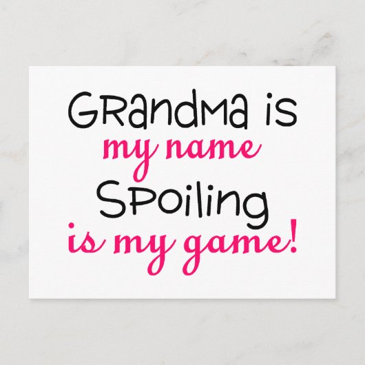 Oma is mijn naam die praat is mijn spel briefkaart (Voorkant)