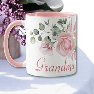 Oma Jaar Oprichting Aangepaste Roze Rozen Mok