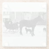 Oma Johnson Sleigh - White Band Square Glazen Onderzetter (Achterkant)