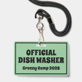 Oma Kamp Retro Tekst Badge (Voorzijde met lanyard)