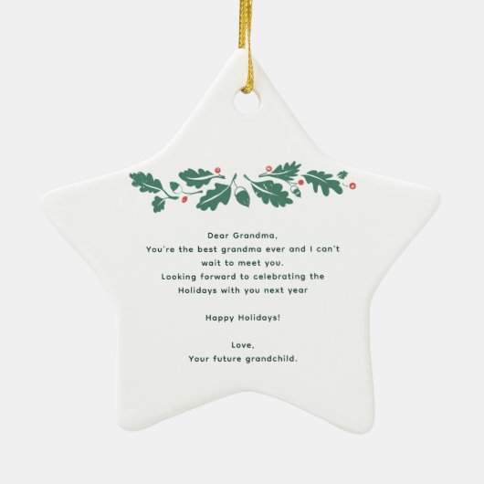 Oma Keepsake Kerstmis Zwangerschap Aankondiging Keramisch Ornament (Achterkant)