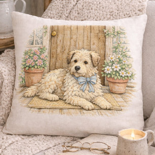 Oma Kern Hond Vintage Cottage Tuin Puppy Kussen