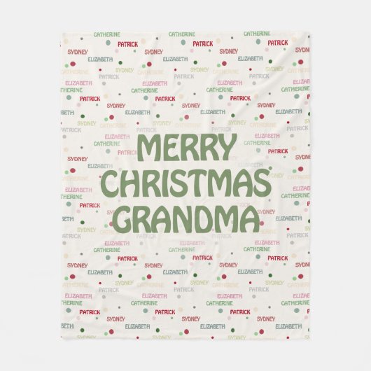 Oma Kerstcadeau kleinkinderen 3-4 namen Fleece Deken (Voorkant)
