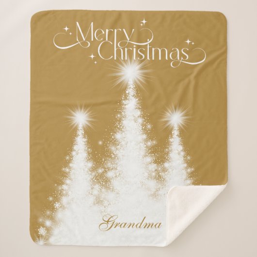 Oma Kerstdeken Goud Wit met Naam Sherpa Deken (Voorkant)