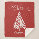 Oma Kerstdeken Rood Wit met Naam Sherpa Deken (Voorkant)