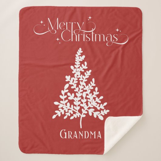 Oma Kerstdeken Rood Wit met Naam Sherpa Deken (Voorkant)
