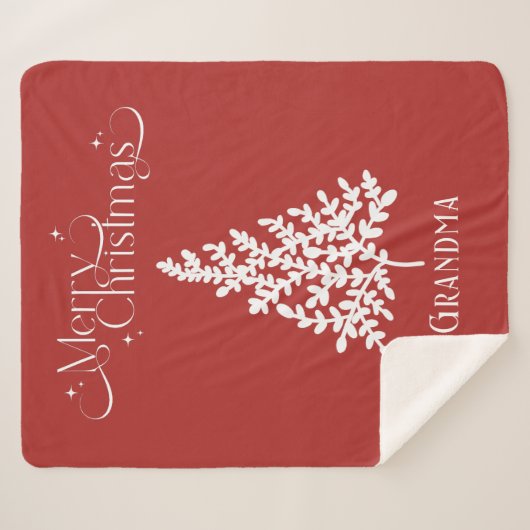 Oma Kerstdeken Rood Wit met Naam Sherpa Deken (Voorkant (horizontaal))