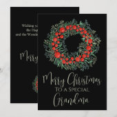 Oma Kerstmis bessen krans Feestdagenkaart (Voorkant / Achterkant)